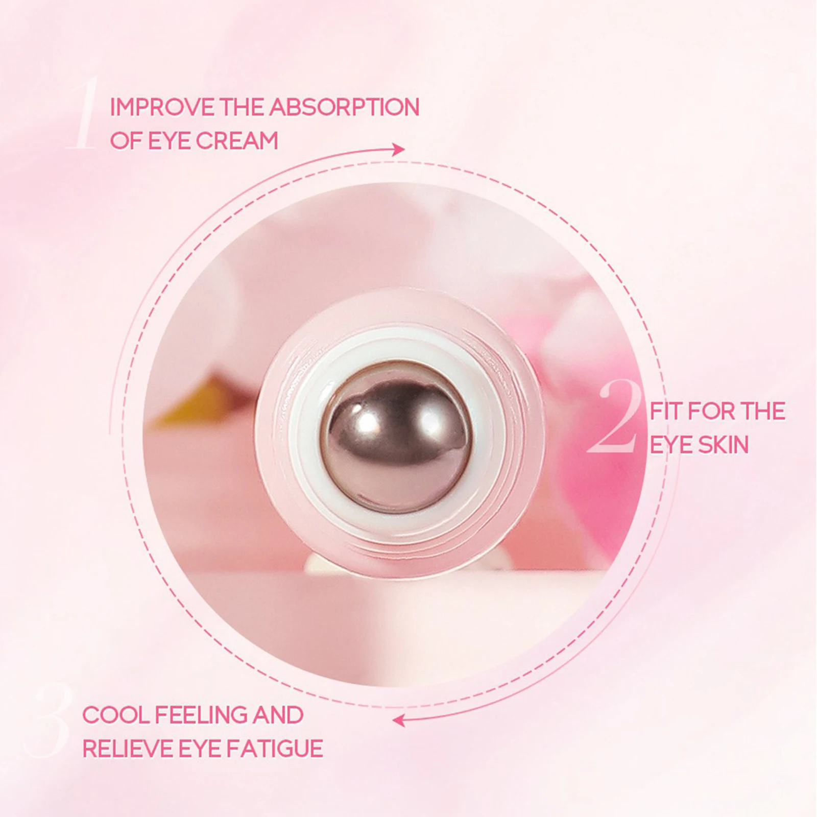 LAIKOU Sakura Eye Serum Eye Roller Massage Vitamin C Hyaluronic Acid Skin Care Eye Bags Cream Moisturizing Dark Circles 15ml