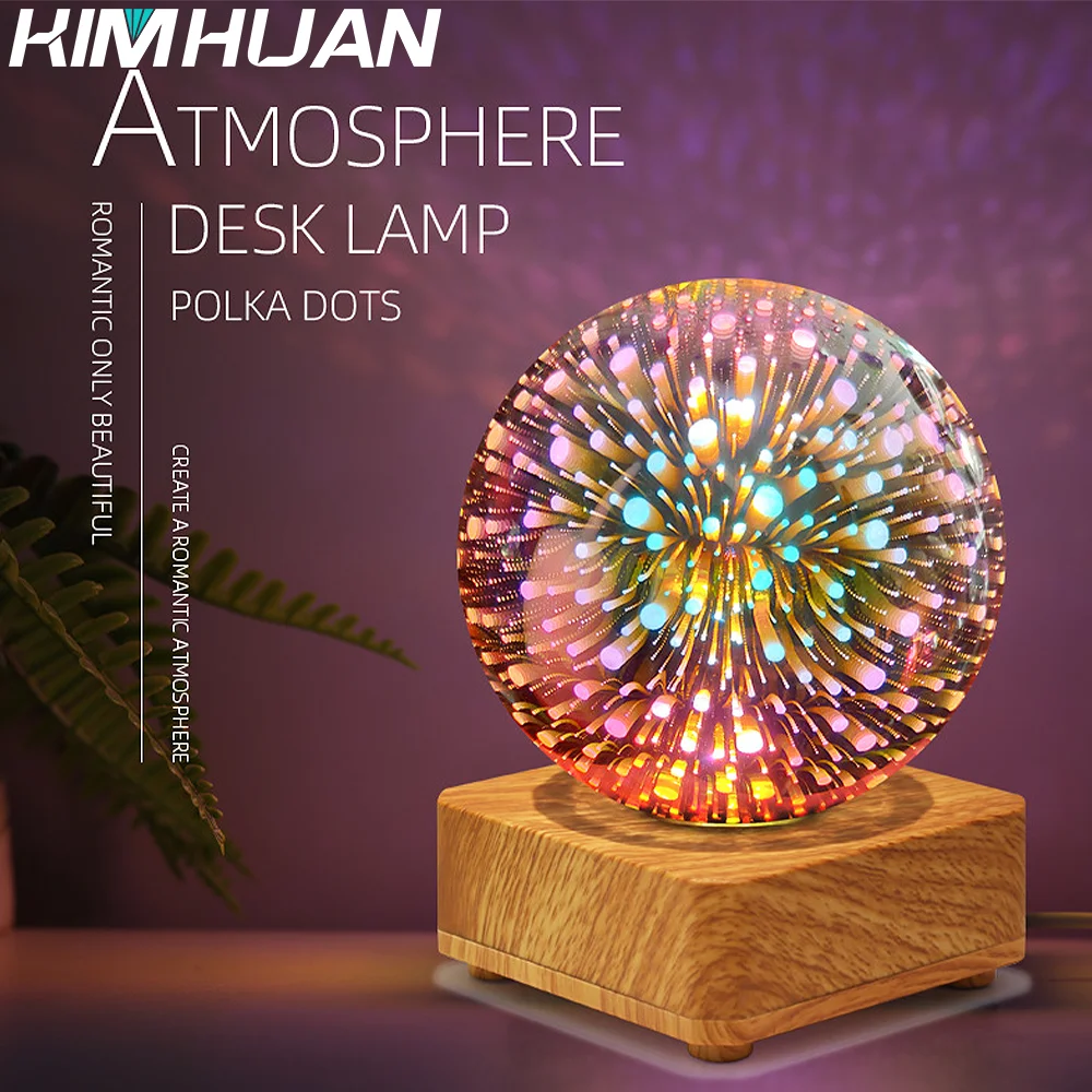 

LED 3D Dots Night Lights Christmas Day Romantic Ambiance Small Table Lamp USB Fantasy Rubik Cube Ambiance Light RGB Bedside Lamp