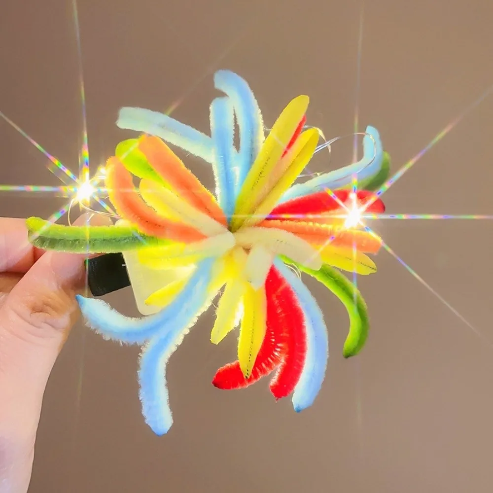 

Twist Bar LED Glow Hairpin Photographic Headwear Light Up Glow Duckbill Clips LED Glow Flocking New Year Headdress