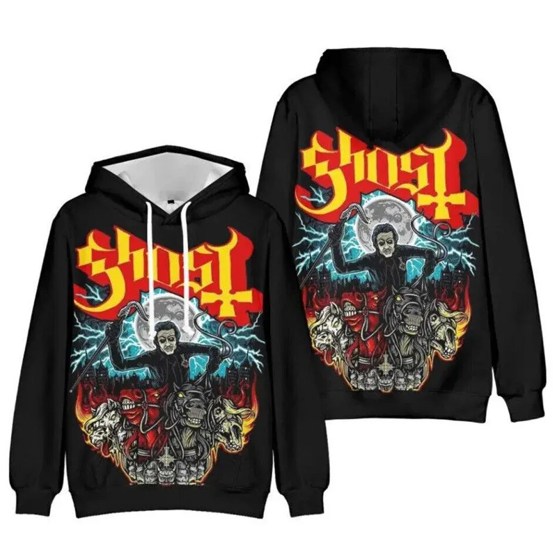 

2024 New Arrivals Hot Sale Spring Fall Men's Sweatshirts Ghost Band Sweatshirts 3D Print Y2K Hip Hop Trendy Street Sweatshirts Men Clothes
