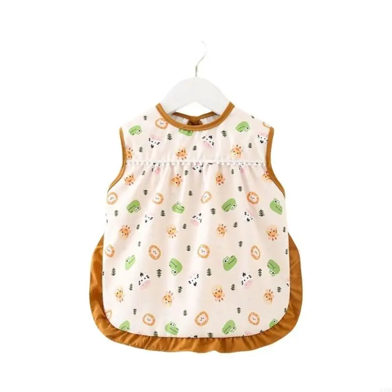 L5YF مريلة تسنين للأطفال قابلة لإعادة الاستخدام لوقت تناول الطعام مريلة مقاومة للماء بدون أكمام مريلة تسنين خفيفة الوزن للحماية