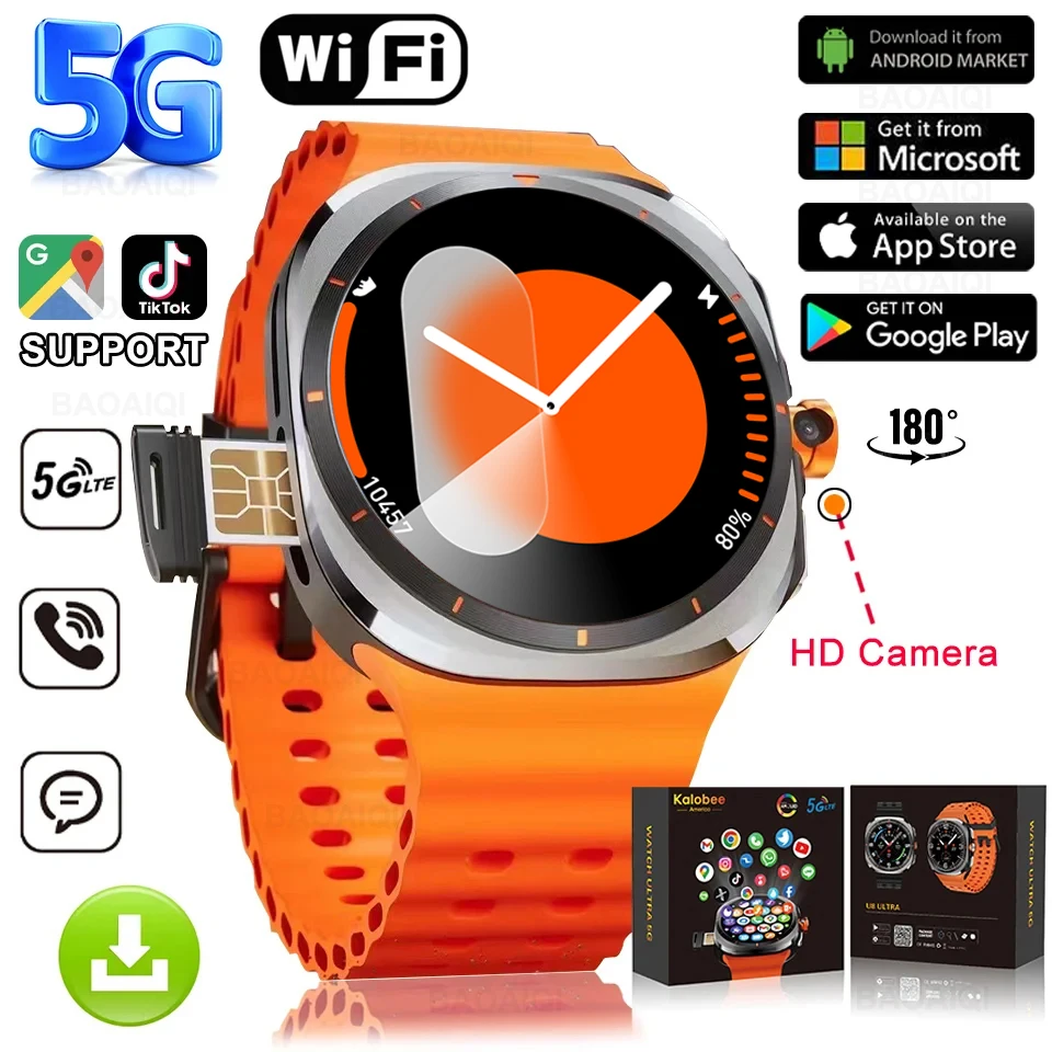 Watch 7 Ultra Smart Watch Men HD Video Call Smartwatch 4G/5G Sim Card NFC WIFI Rotary Camera Global Calling GPS Google Map Clock