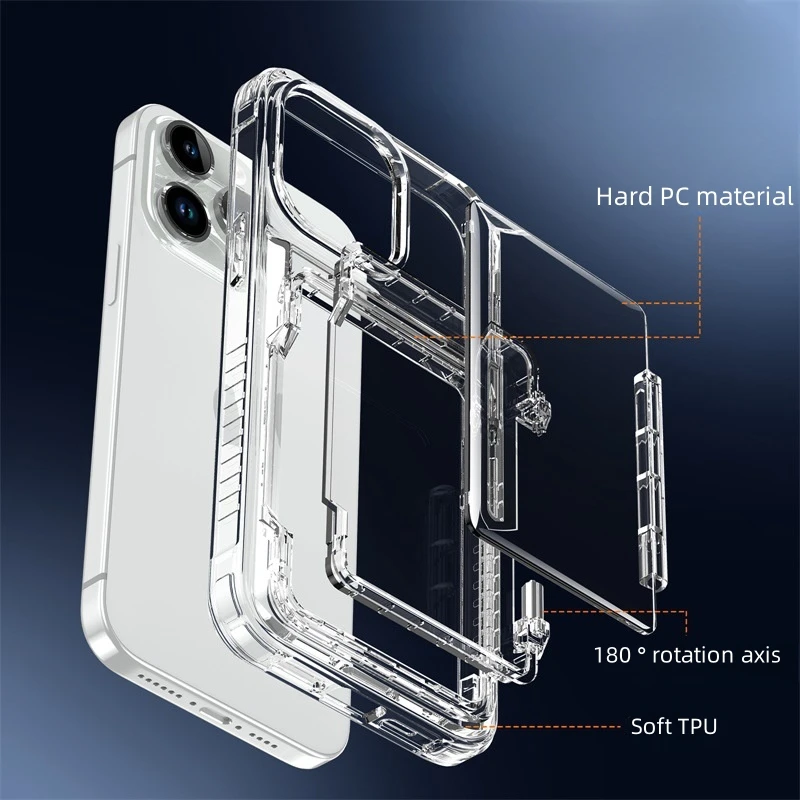 Transparent TPU Case For iPhone 16 15 Pro Max 15Pro Card sleeve Back Cover Phone Case Anti scratch Protective shell With bracket