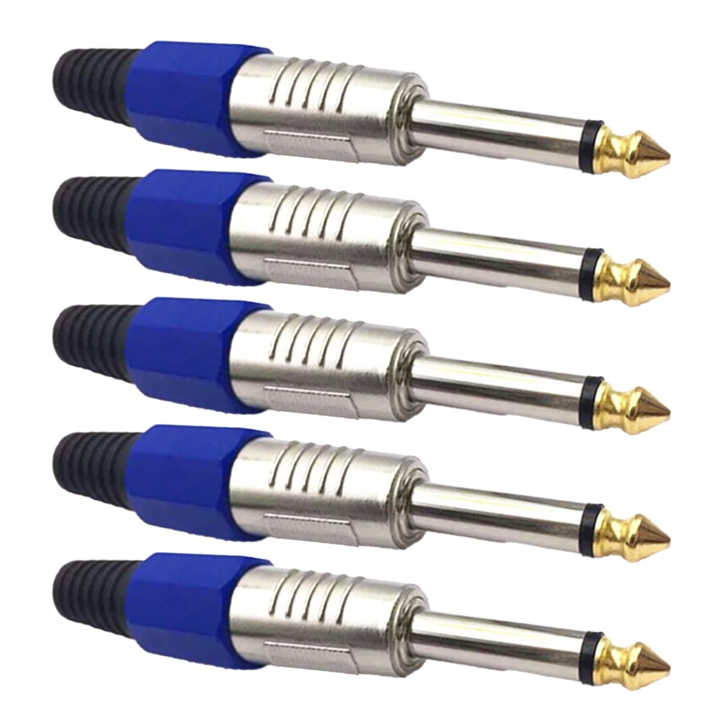 5 قطعة 6.35 مللي متر (1/4 ") الغيتار الصوت كابلات الموصلات أحادية مقبس استريو 6.5 مللي متر مكبر للصوت ميكروفون التوصيل برو-الصف نقل الإشارة #2