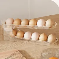 Automatic Scrolling Egg Rack Holder Storage Box Egg Basket Container Organizer Rolldown Refrigerator Egg Dispenser For Kitchen