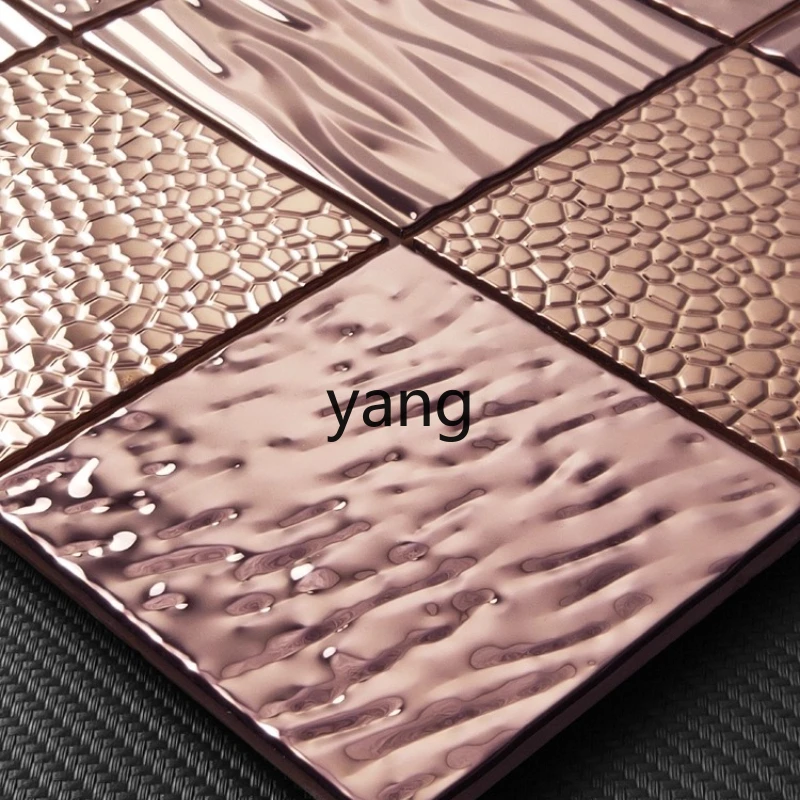 

TGF stainless steel mosaic tile metal brick bathroom living room washbasin background wall