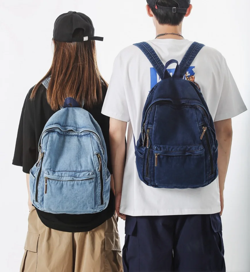 Casual Denim Women Backpack Large Capacity School Bags for Teenage backpack for travelling female Shoulder bags blue Daypack sac