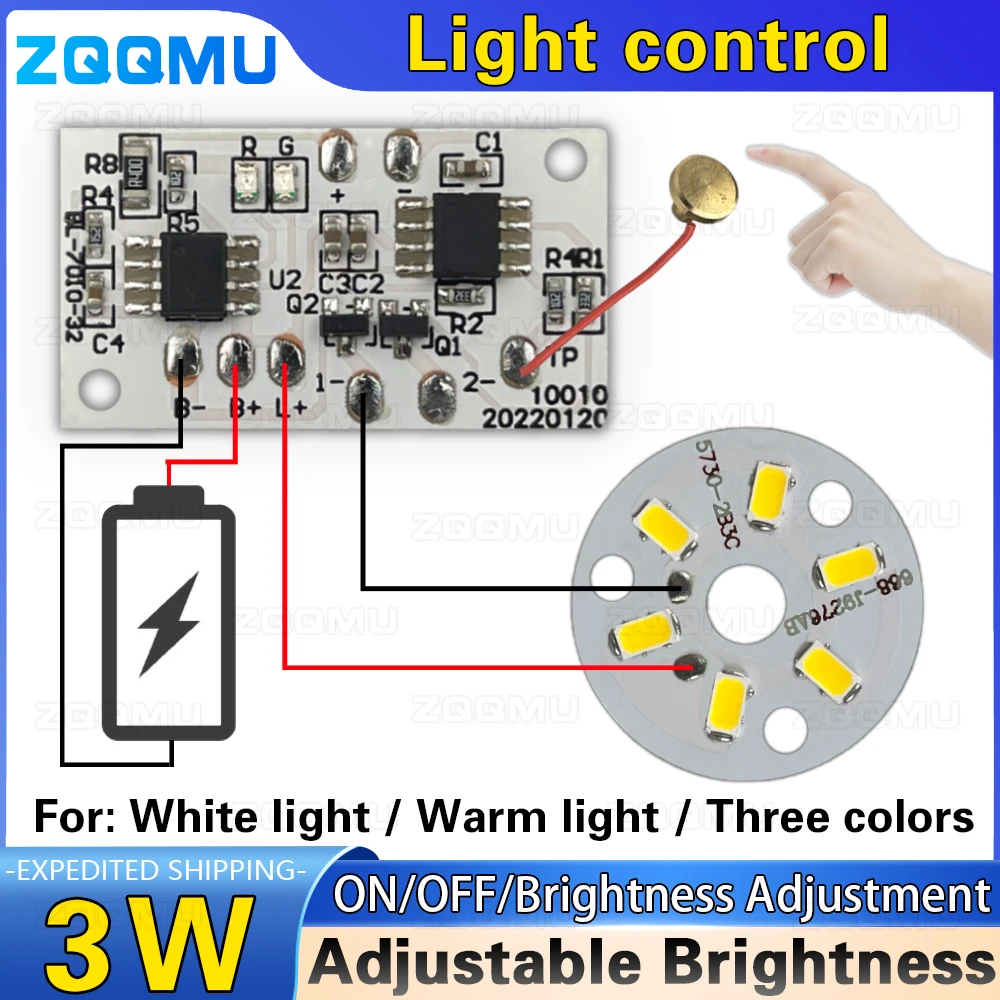 5 uds 5V LED carga monocromática doble Color táctil DC5V 2A tablero de luz de circuito de atenuación para DIY LED luz nocturna lámparas para marcos de fotos