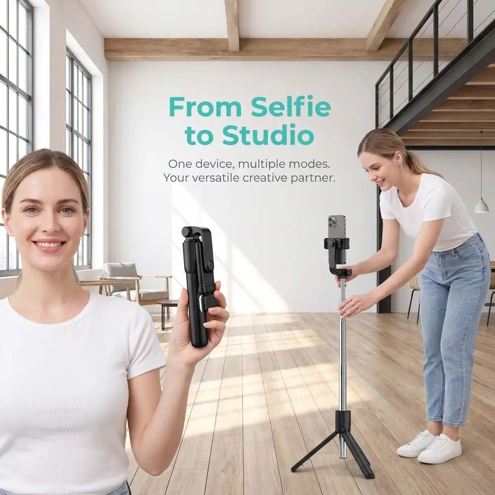 360° Rotating Telescopic Selfie Stick Portable Handheld Bluetooth Selfie Stick 70cm Extendable Selfie Stick Tripod Travel