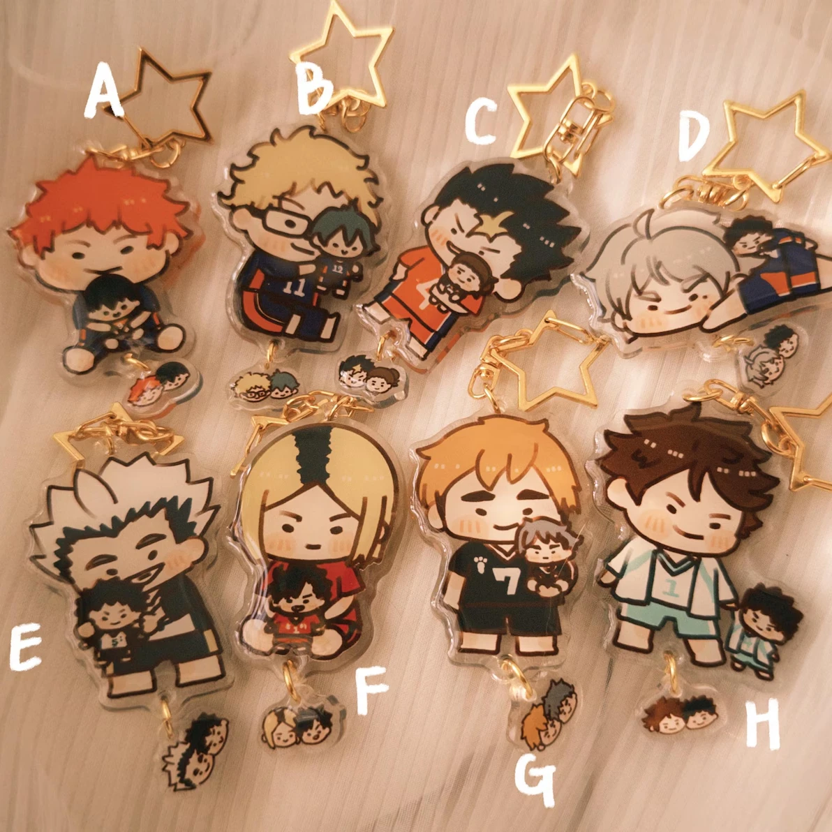 Volleyball Team Acrylic Keychain, Cute Chibi Player Duo Charm, Anime Style Sports Character Pendant, Collectible Gift