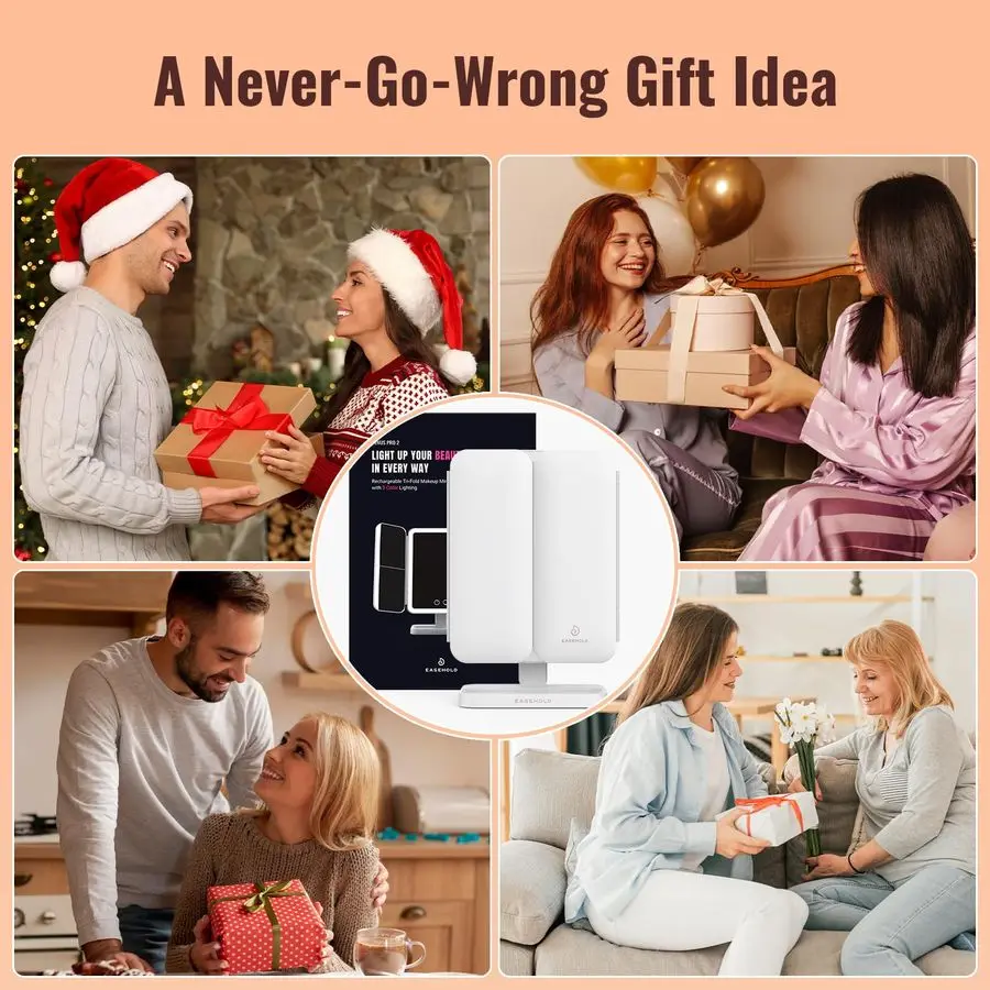 กระจกแต่งหน้าแบบมีไฟพร้อมกำลังขยาย, กระจกแต่งหน้าแบบมีไฟ, กระจกขยาย 2X 3X 10X, กระจก LED แบบชาร์จไฟได้ 3 สี