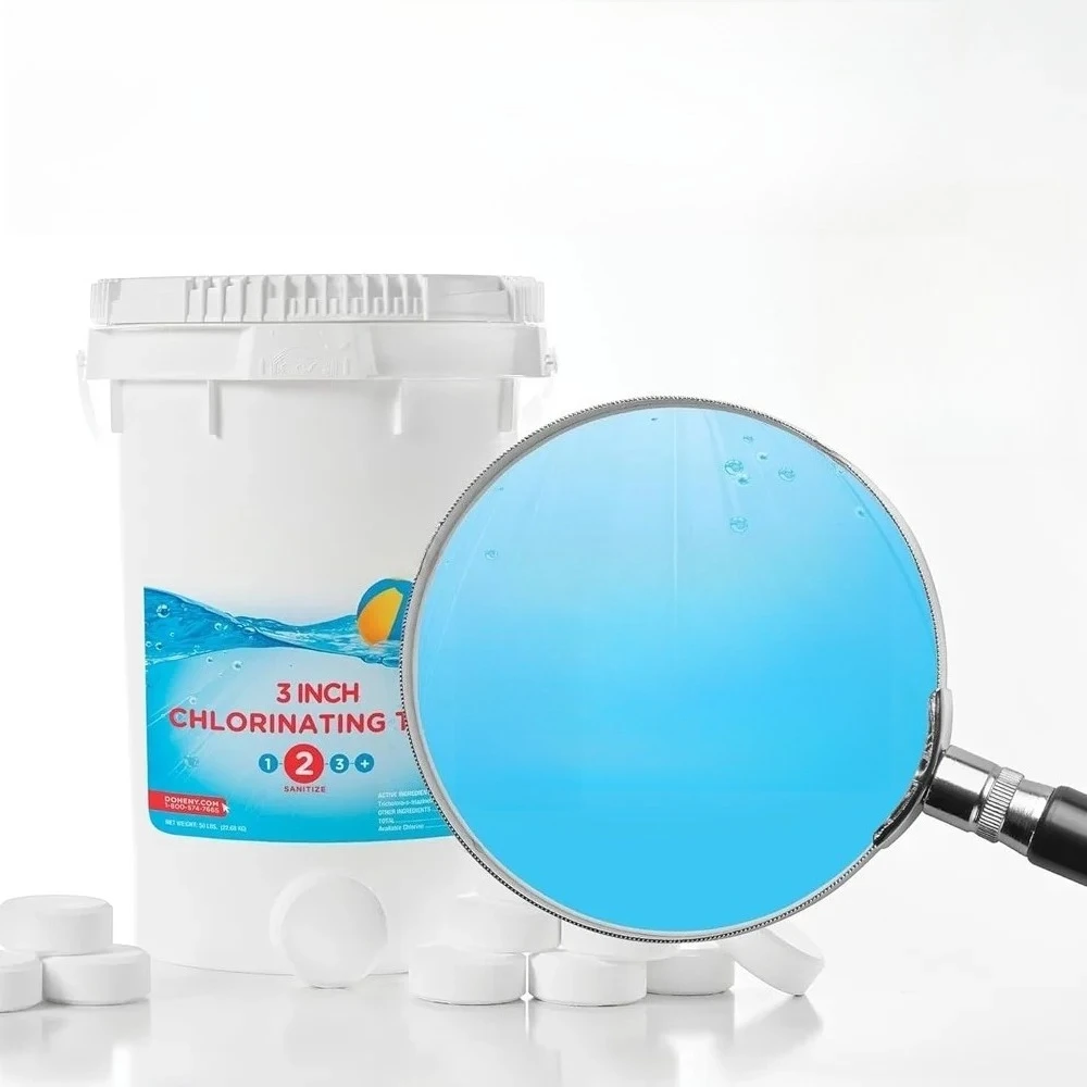 Nueva Oferta, Envío en EE. UU., Tabletas de Cloro Estabilizadas de 3 Pulgadas para Desinfectar Piscinas | Tricloro 99% Puro, 90% Disponible C