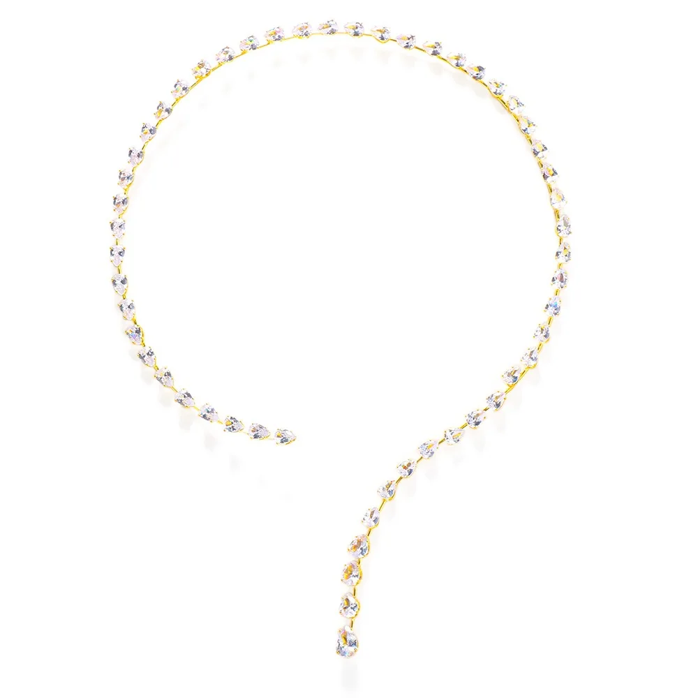 2024 Trendy Zircon Water Drop Choker Necklace for Women Bridal Jewelry Exquisite Clavicle Chain Crystal Collar Necklace Party