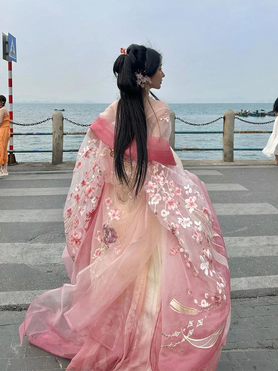 

Spring Summer Chinese Hanfu Women Traditional Hanfu Dance Fairy Costume Ancient Princess Delicate Embroidery Cosplay Fairy Hanfu