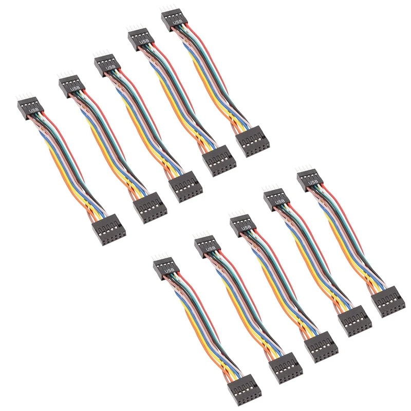 For Lenovo Motherboard To Ordinary Chassis Adapter Cable,USB 9-Pin Revolution 11-Pin Female Conversion Cable 24AWG, 10Pc