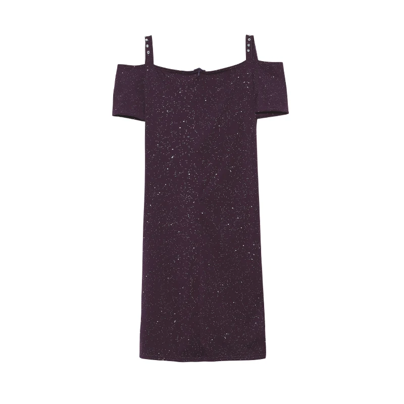 2024 الربيع/الصيف عبر الحدود ملابس نسائية وردي مشرق قبالة الكتف مثير الماس جزءا لا يتجزأ من فستان للنساء #6