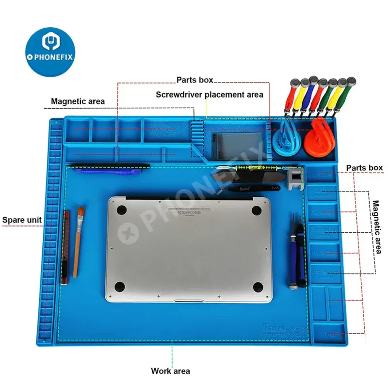 Imagem -06 - Universal Silicone Mat Desktop Work Pad Esd Magnetic Repair Platform para Smd Bga Solda Station Ferramentas de Reparo S160 Te509