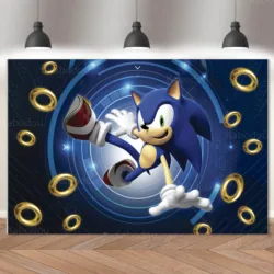 Sonic Blue Backdrop Boys Kid Birthday Party Decoration Lightning Banner Poster Photography Background Baby Shower Studio Props