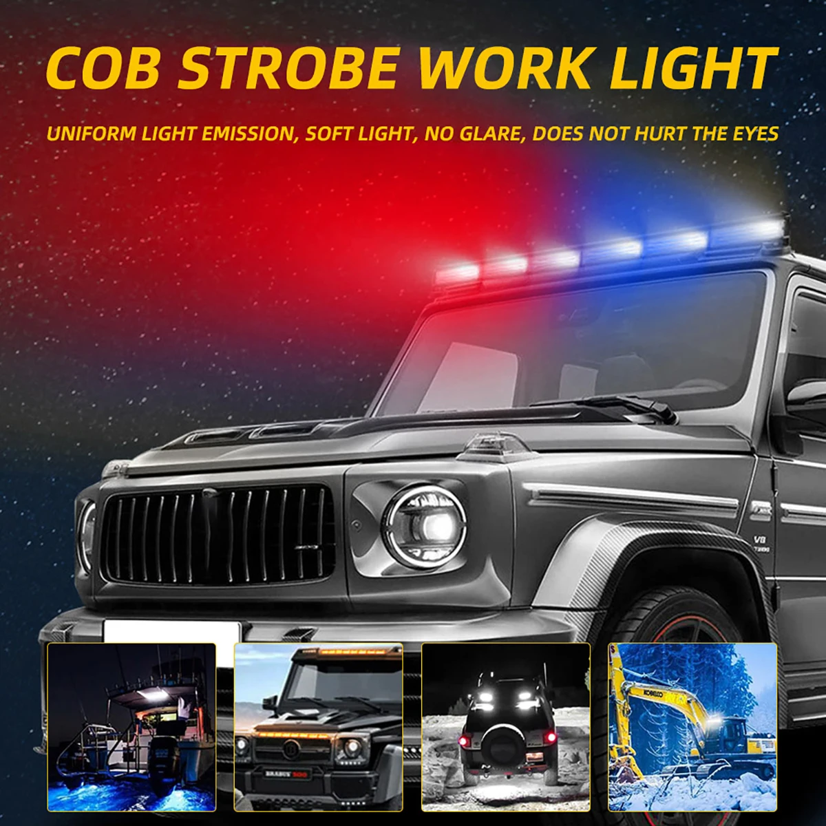 Car Strobe Warning Light Bar Police Flasher Yellow LED COB Police Emergency Flashing Signal Lamp Beacon for Vehicle Safe 12V 24V