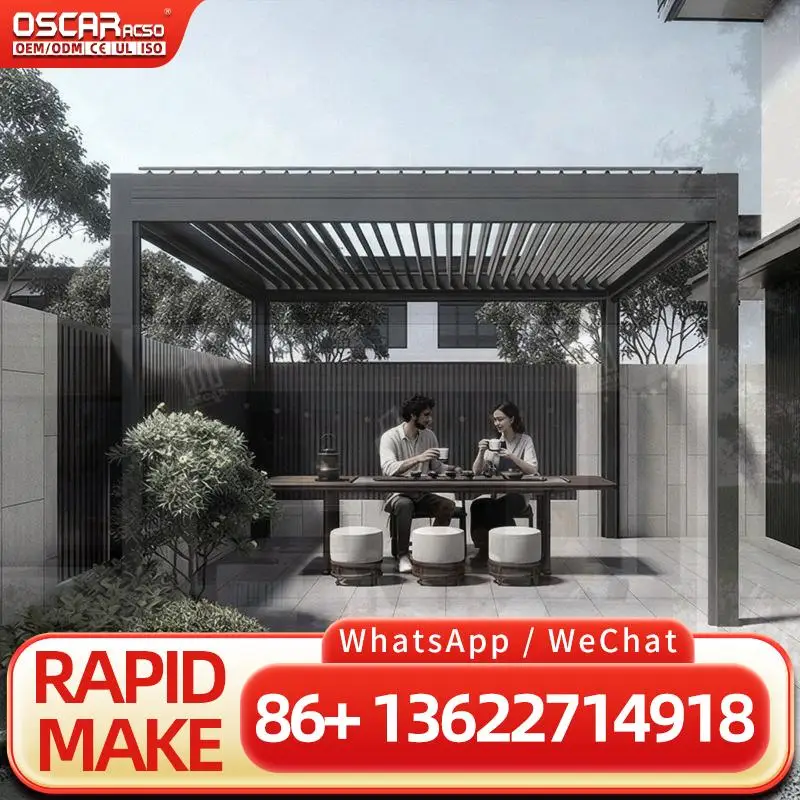 Easy Assembly Remote Control Pergola with Waterproof Aluminum Structure for Restaurant Patio Outdoor Space pergola