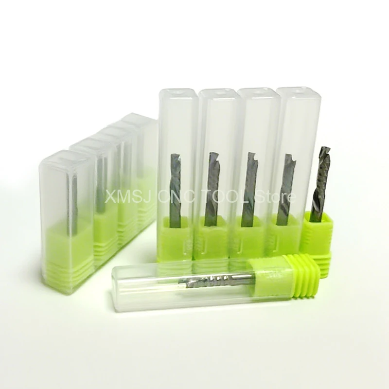 

10Pcs 3.175/4/5/6/8mm UP & DOWN Cut One Flute Spiral Carbide Mill Tool Cutters - Compression Wood End Mill for CNC Router