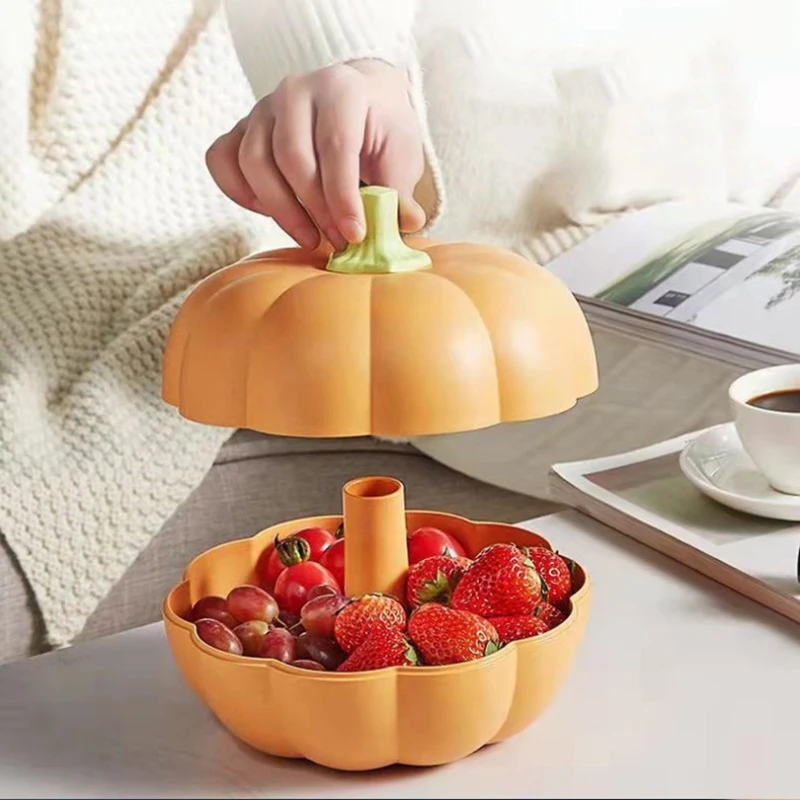 [MA]Simulated Pumpkin Fruit Plate, Double-layer Fruit Box, Fruit Basket, Layered Design, Moisture-proof And Dust-proof[MA]