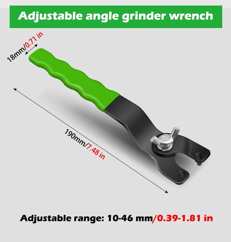 10-46mm verstellbarer Winkels chl eifer Schraubens chl üssel Demontage Drehmoments chl üssel umwickelt Gummi griff zum Ersetzen von Schleif scheiben Handwerkzeuge – Detail 9