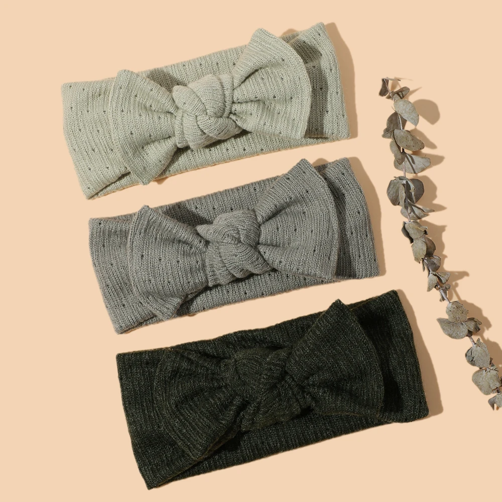 18 قطعة/الوحدة لطيف الصوف متماسكة القوس الطفل Headbands الوليد بلون Bowknot مطاطا العصابات طفل الفتيات عقال طفل رئيس يلتف