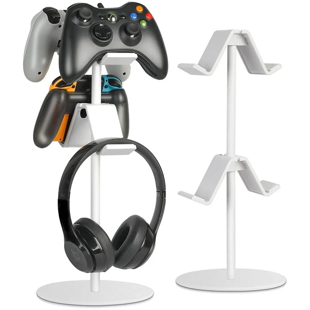 Game Room Accessories Holder Storage Rack Controller Joystick Stand Earphone Holder for Ps5/Ps4/Xbox One 2 Tier Controller White