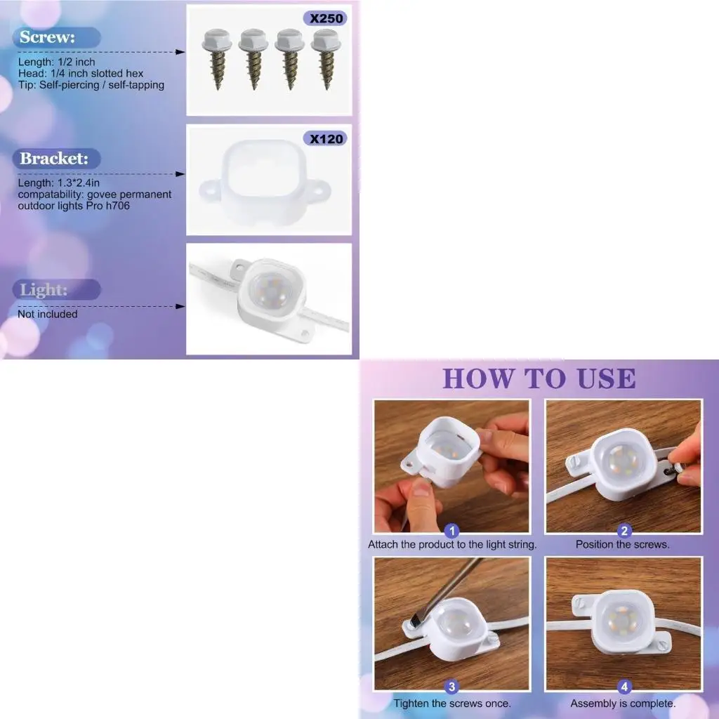 

30Pcs Courtyard LED Light Fixed Bracket for H705 Outdoor LED Light Mounting Clip