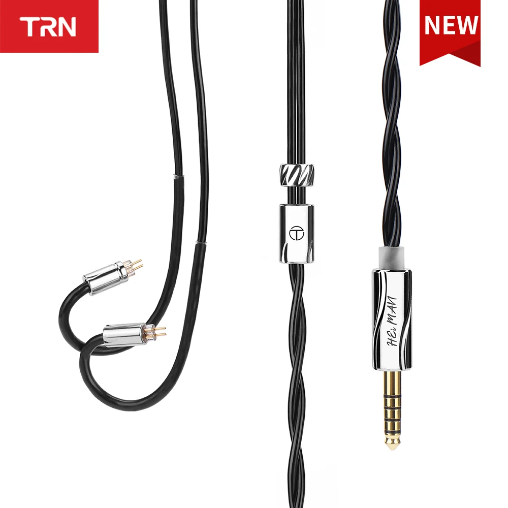 TRN Heiman Coaxial Single Crystal Copper Silver Plated +Pure Silver Hybrid Cable with 3.5mm or 2.5mm or 4.4mm Audio Plug