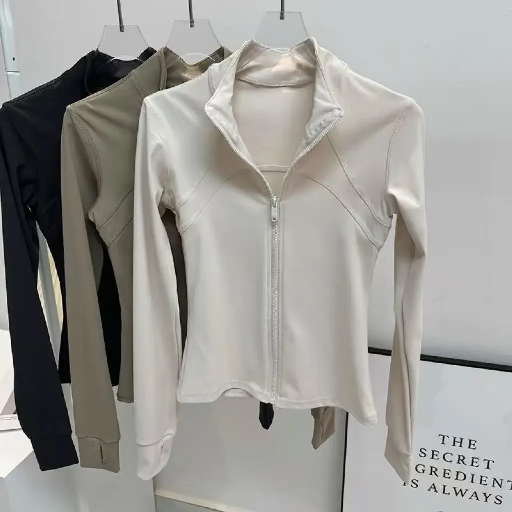 Yoga Suit Women's High-end Standing Collar Long Sleeved Sports Jacket Running Training Fitness Top Windproof Running Suit