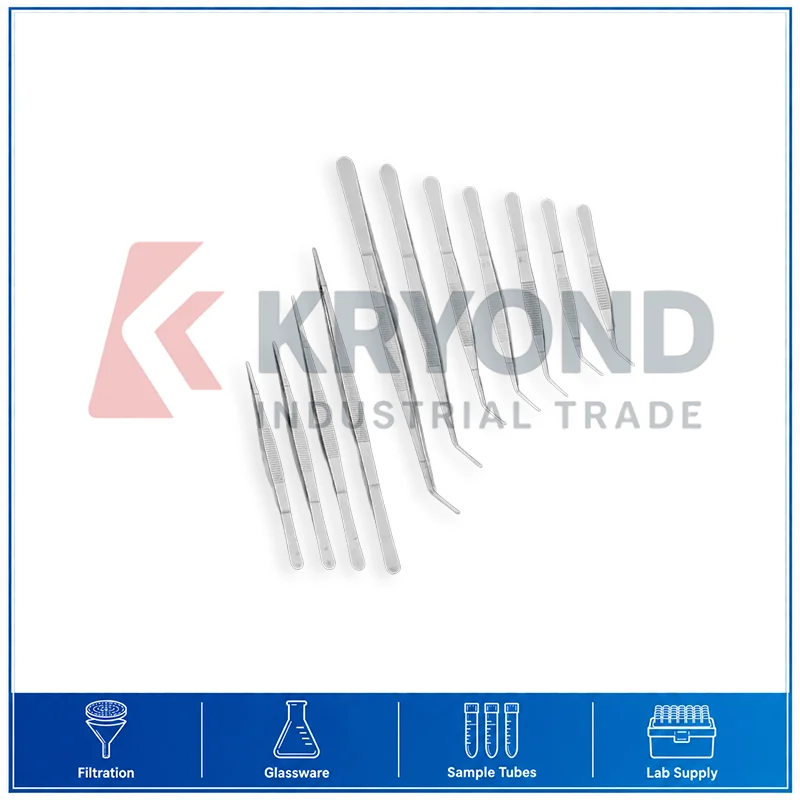 Stainless Steel Laboratory Tweezers Precision Forceps Fine Flat Curved Anti Slip Microscope Handling 12.5/14/16/18/20/25/30cm