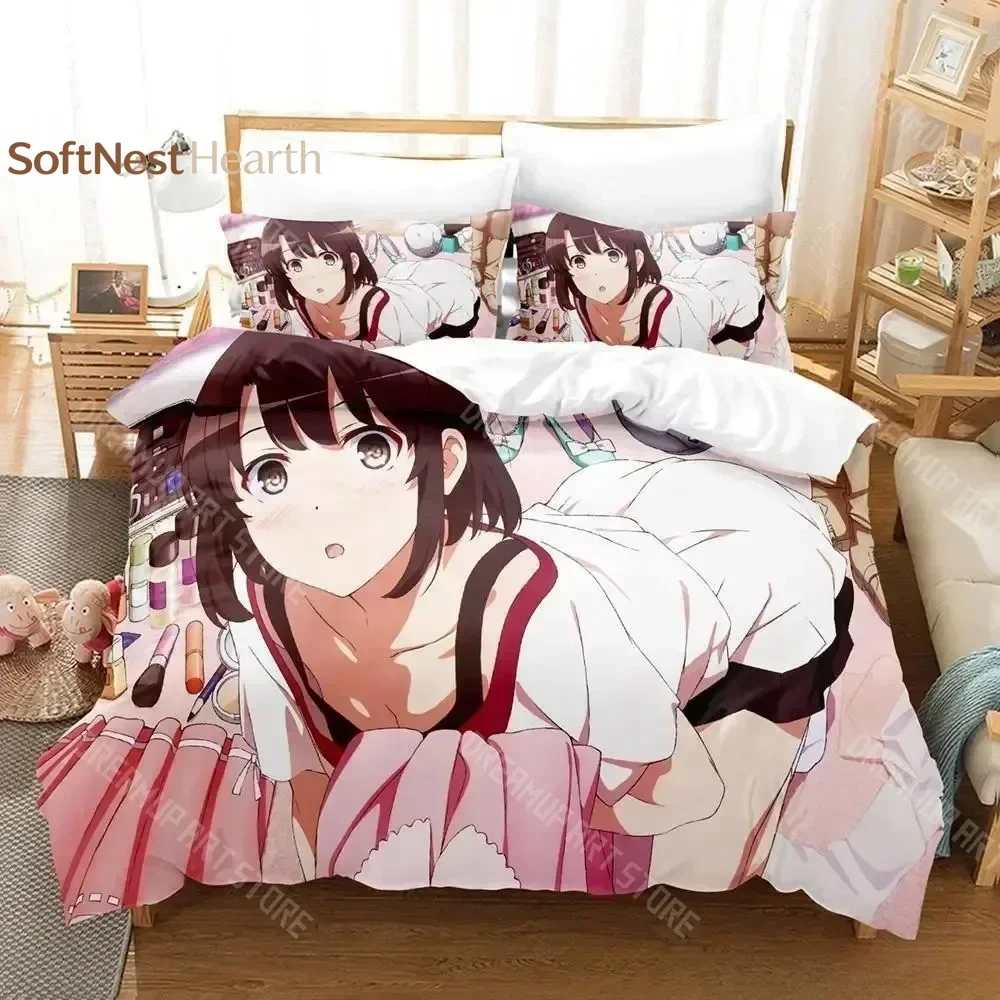 2026 3D Print Saekano How To Raise A Boring Girlfriend Bedding Set Cartoon Anime Three-piece Set Adult Kid Bedroom Duvet Cover S