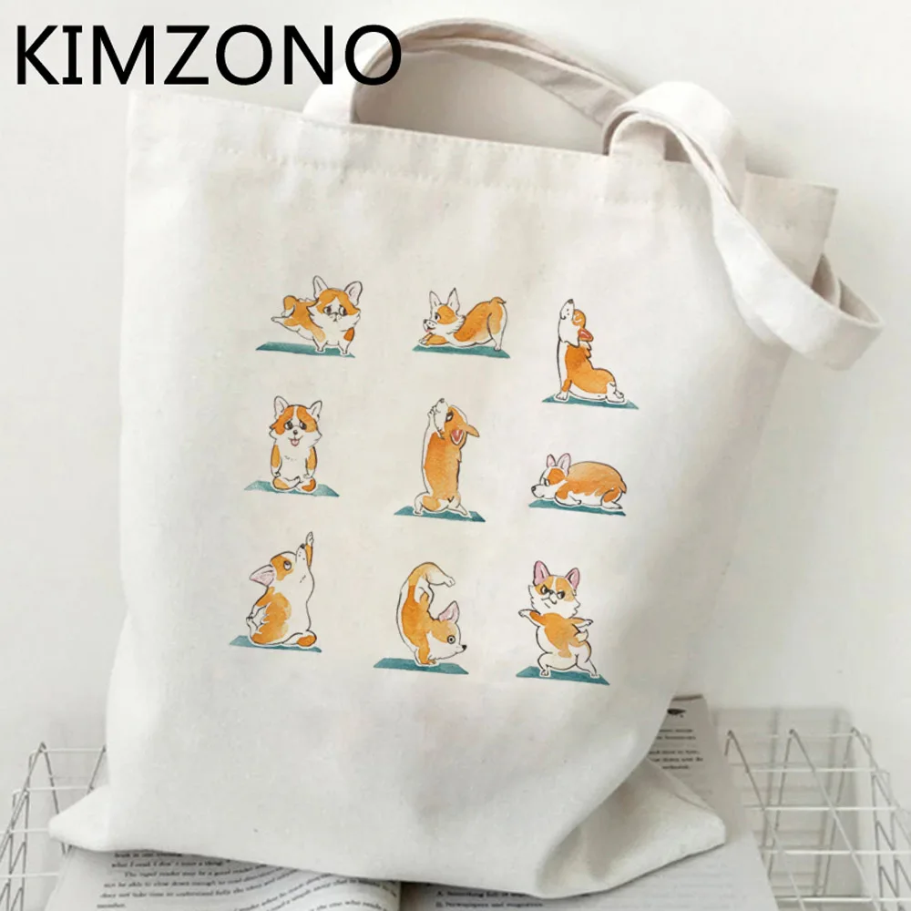 Corgi shopping bag shopper jute bag bolsas de tela grocery shopping bolsa bag fabric string ecobag sacolas