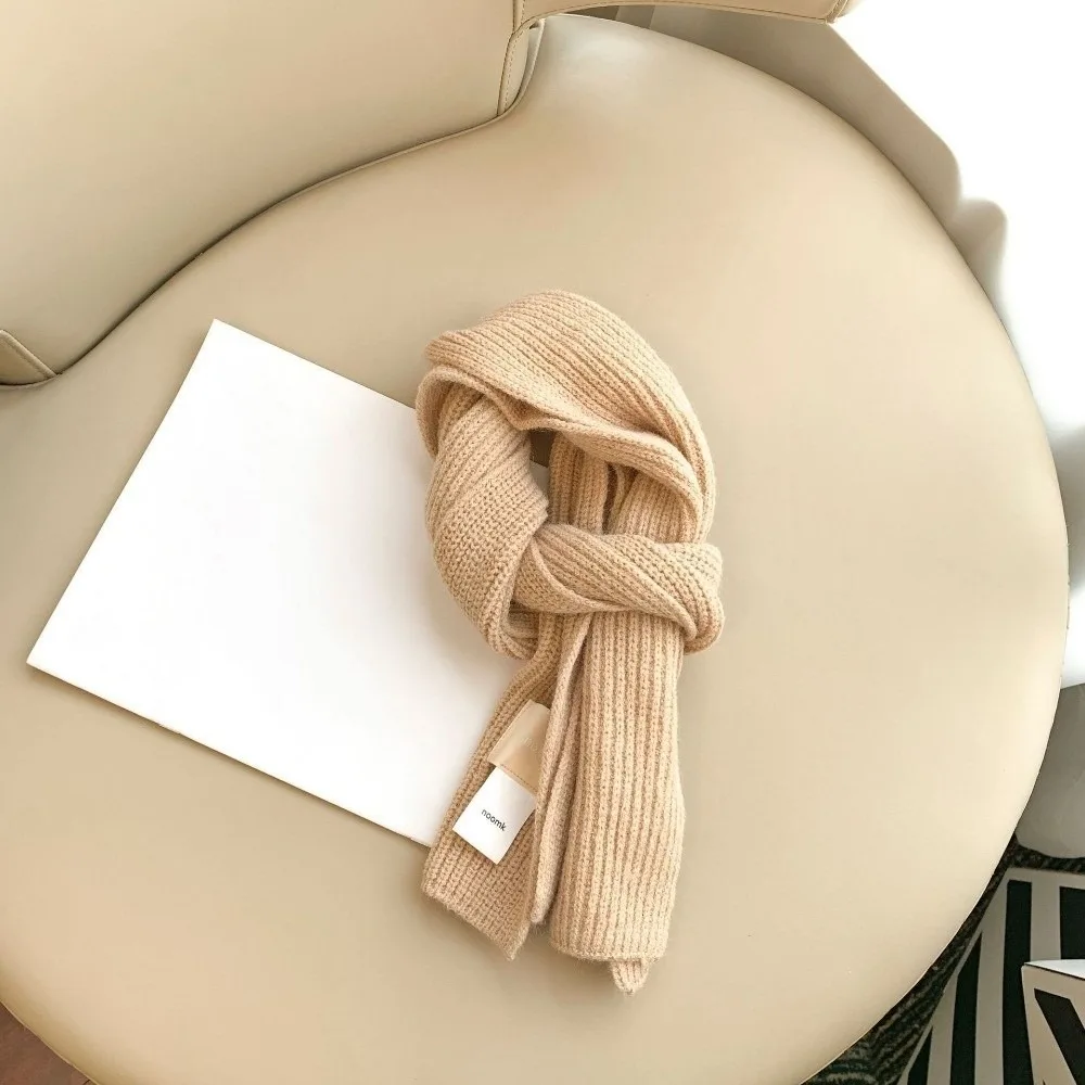 

New Windproof Neck Warmer Coldproof Warm Knitted Scarf Knitted Solid Color Neck Wraps Skiing