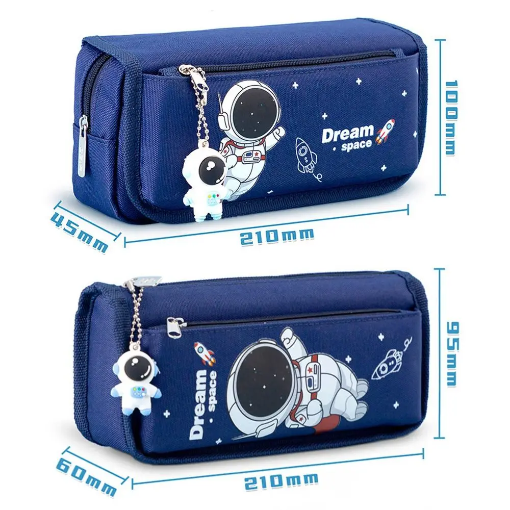 Sac de rangement grande capacité astronaute trousse à crayons dessin animé Double couche sac de papeterie Kawaii espace sac à crayons boîte à stylos