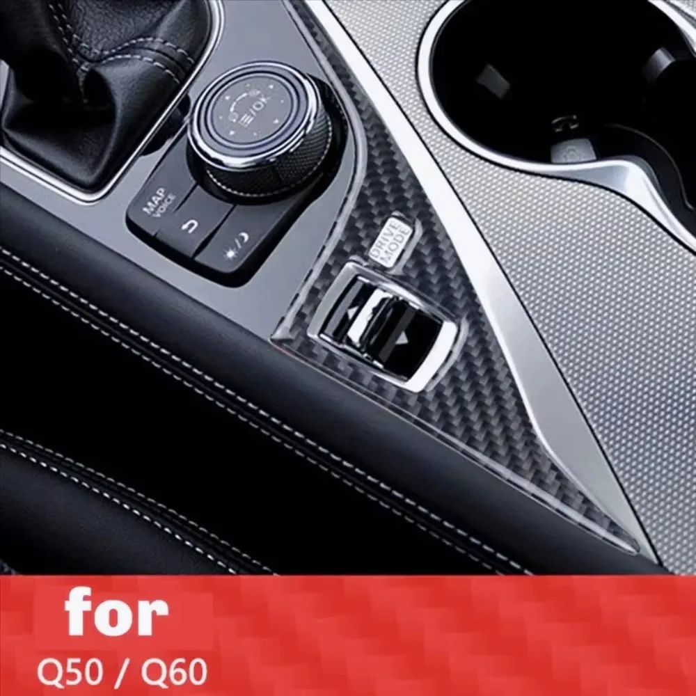 DB-For Infiniti Q50 Q60 2014-2020 Car Interior Center Console Panel Real Carbon Fiber