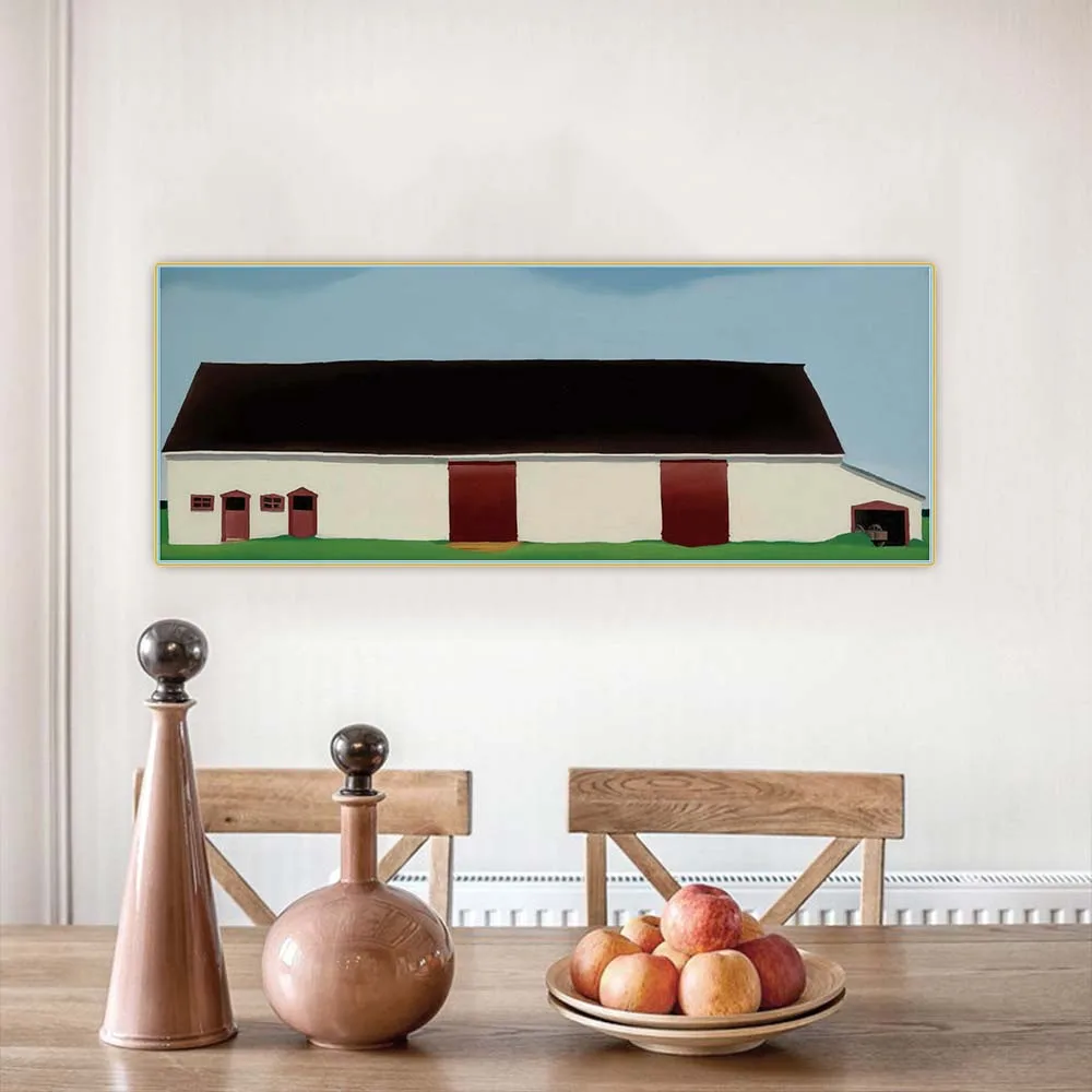 Georgia O‘Keeffe " White Barn With Cart " Canvas Oil Painting Aesthetics Artwork Print Picture Decor Home Living Room Decoration