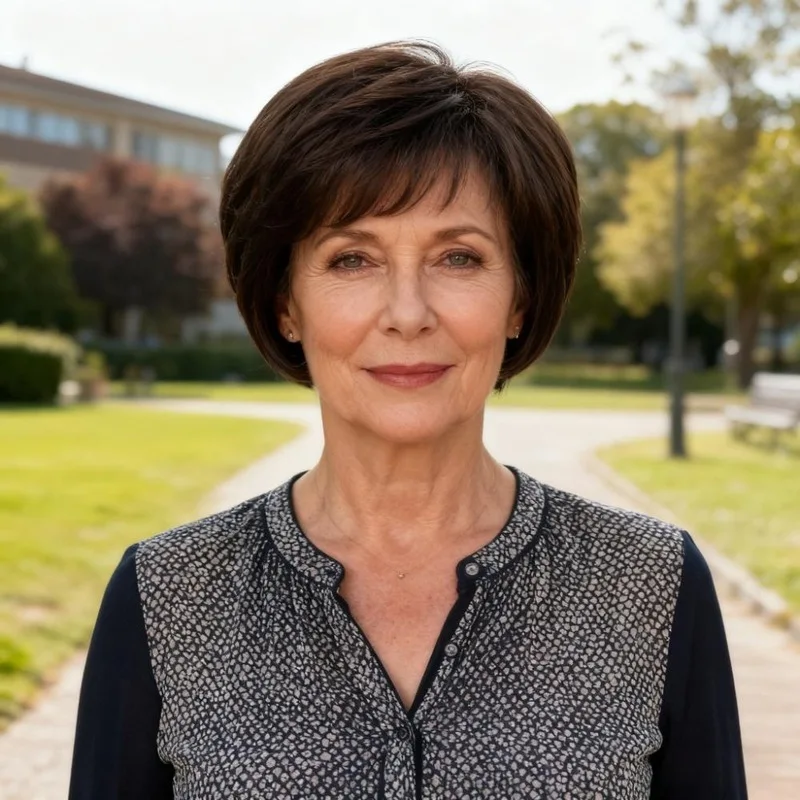Short Straight Hair Women'S Wig Outdoor Travel Elderly Mother Simulation High Temperature Wire Head-Wearing Synthetic Wig