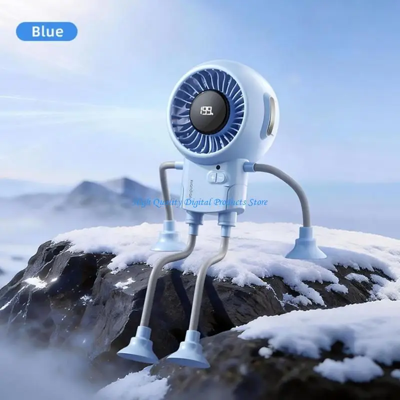 U2JE Novelty Robot Design Fan With Bendable Silicone Legs Long Lasts Battery 3000mah Powerful For Summer Cooling