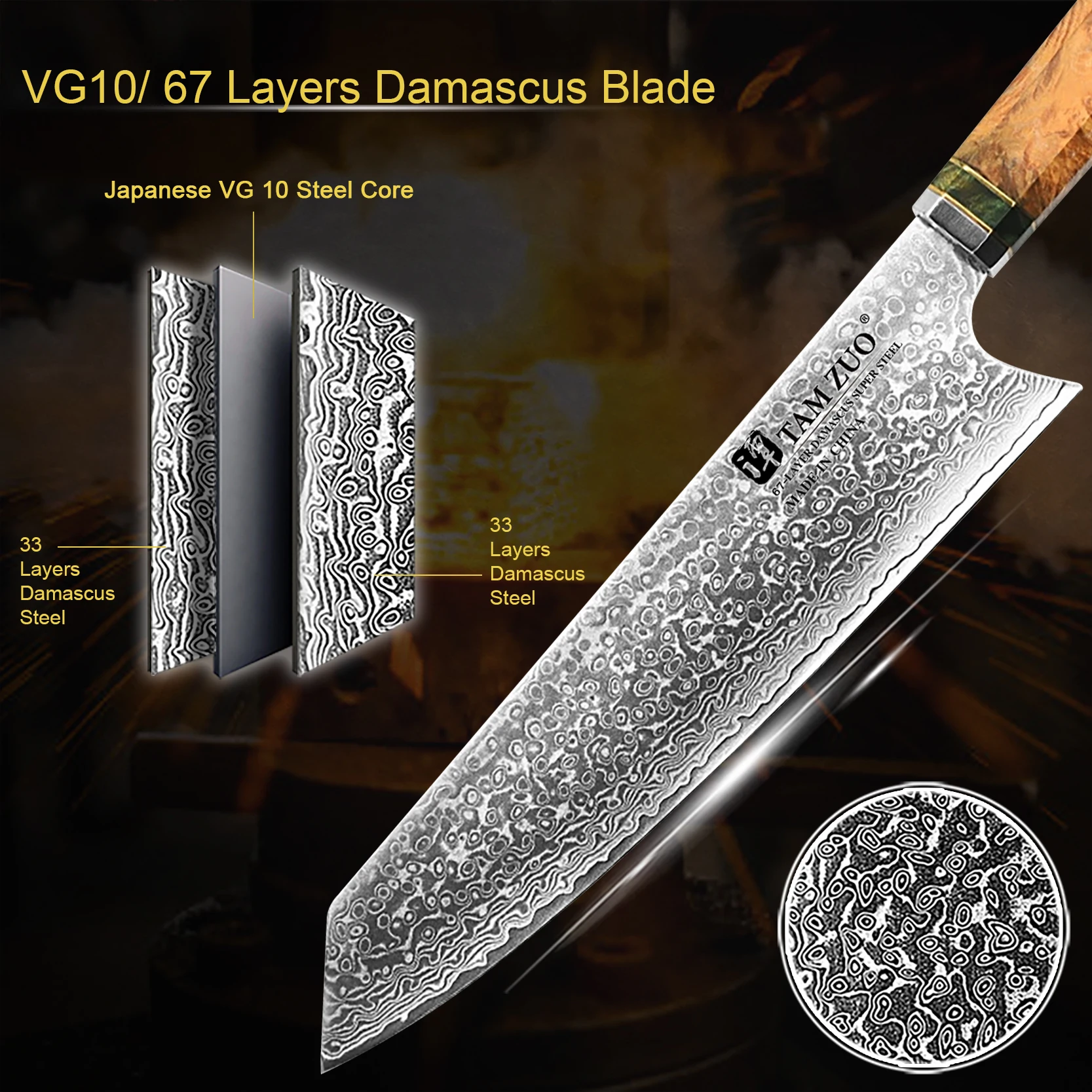 دمشق الصلب اليابانية سكاكين المطبخ المطبخ Santoku سكين الساطور سكين الطاهي برو تقطيع سكين اللحوم الخضروات مع صندوق هدية