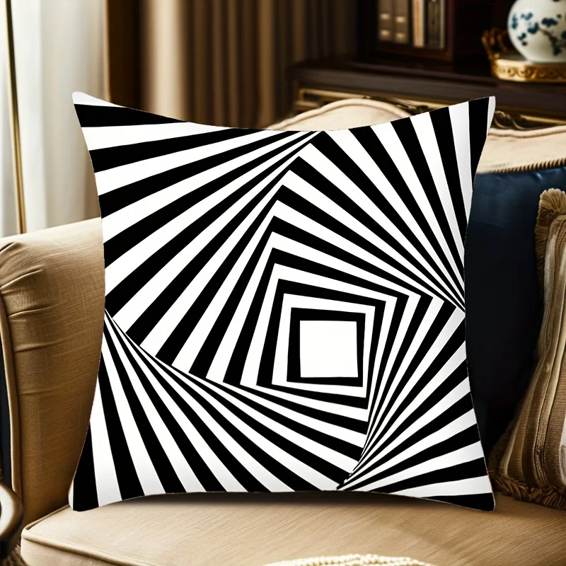 VIKAMA 2D Black and White Stripes Throw Pillow Set, Bedroom, Living Room, Sofa, Home Decor Zippered Cushion Cover
