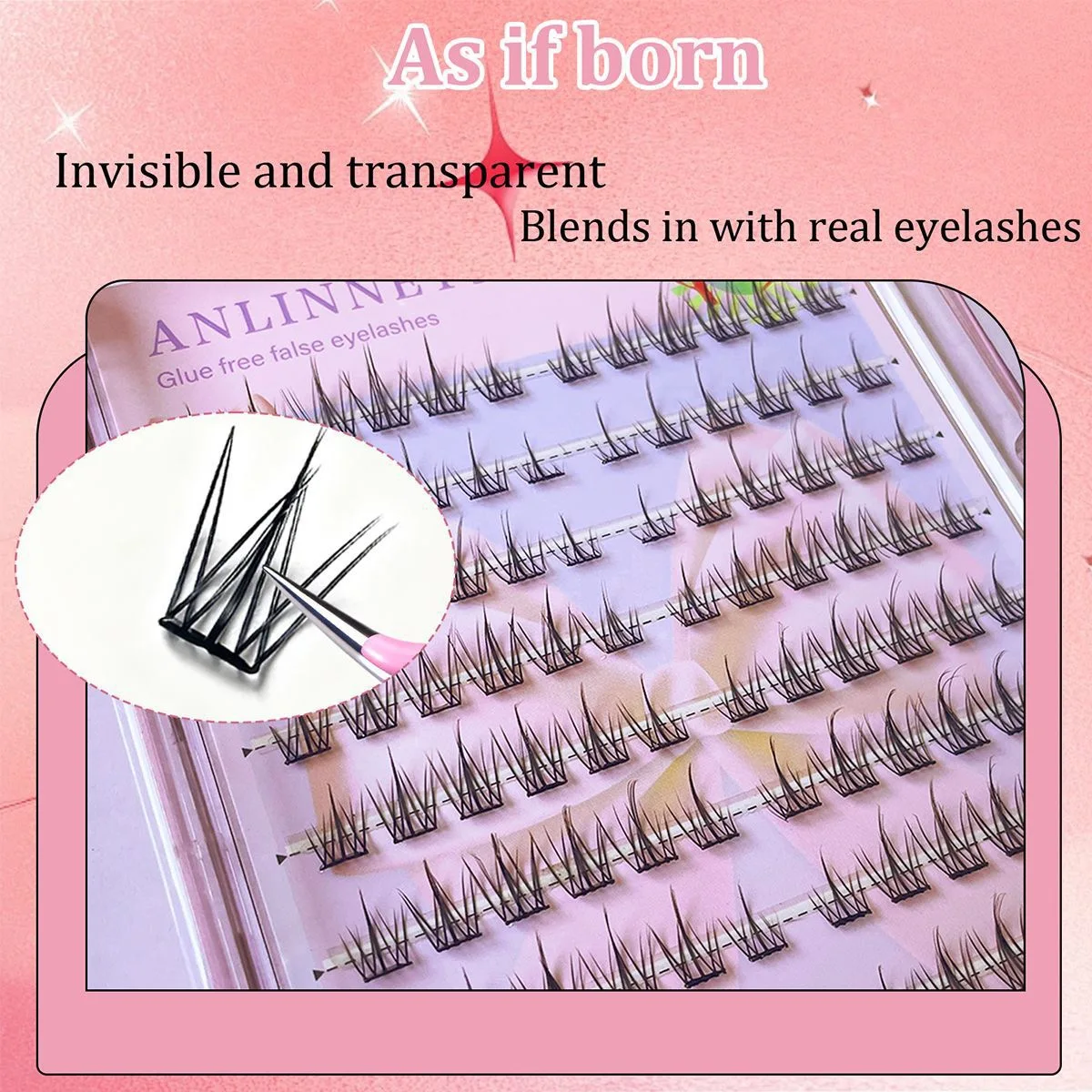 接着剤は不要です！ アンリンネットひまわりつけまつげ10列 - ソフトで繰り返し使える、毎日の着用に最適、自然なふんわり感！