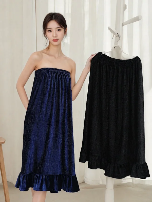 Pure Cotton Absorbent Double Layered Tulle Wrap Batobe Beau Salon Chest Covering Bath Skirt Women Home Comfortable Spwear