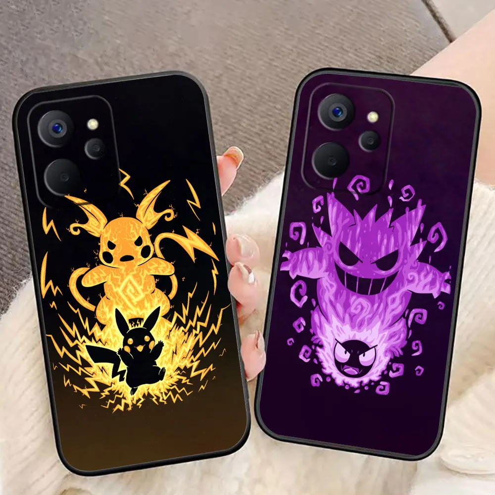 Pokemon gengar pikachu capa de telefone para oppo realme 13 12 11 10 9 9i 8 8i 7 7i 6 5 5i 3 pro plus tpu caso funda capa coque