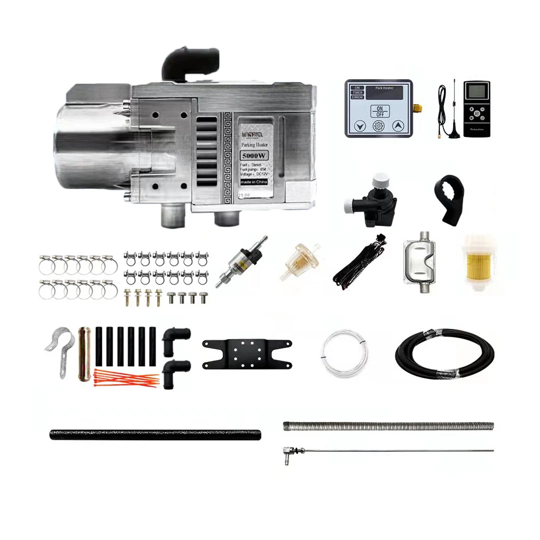 Diesel Water Heater Remote Control 12V 5KW Water Heating Car Parking Heater Liquid Heater Similar to Webasto