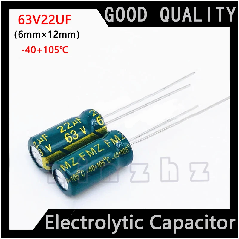 100pcs Electrolytic Capacitor 63V22UF New Original High Frequency Durable Capacitor Specification 6X12MM
