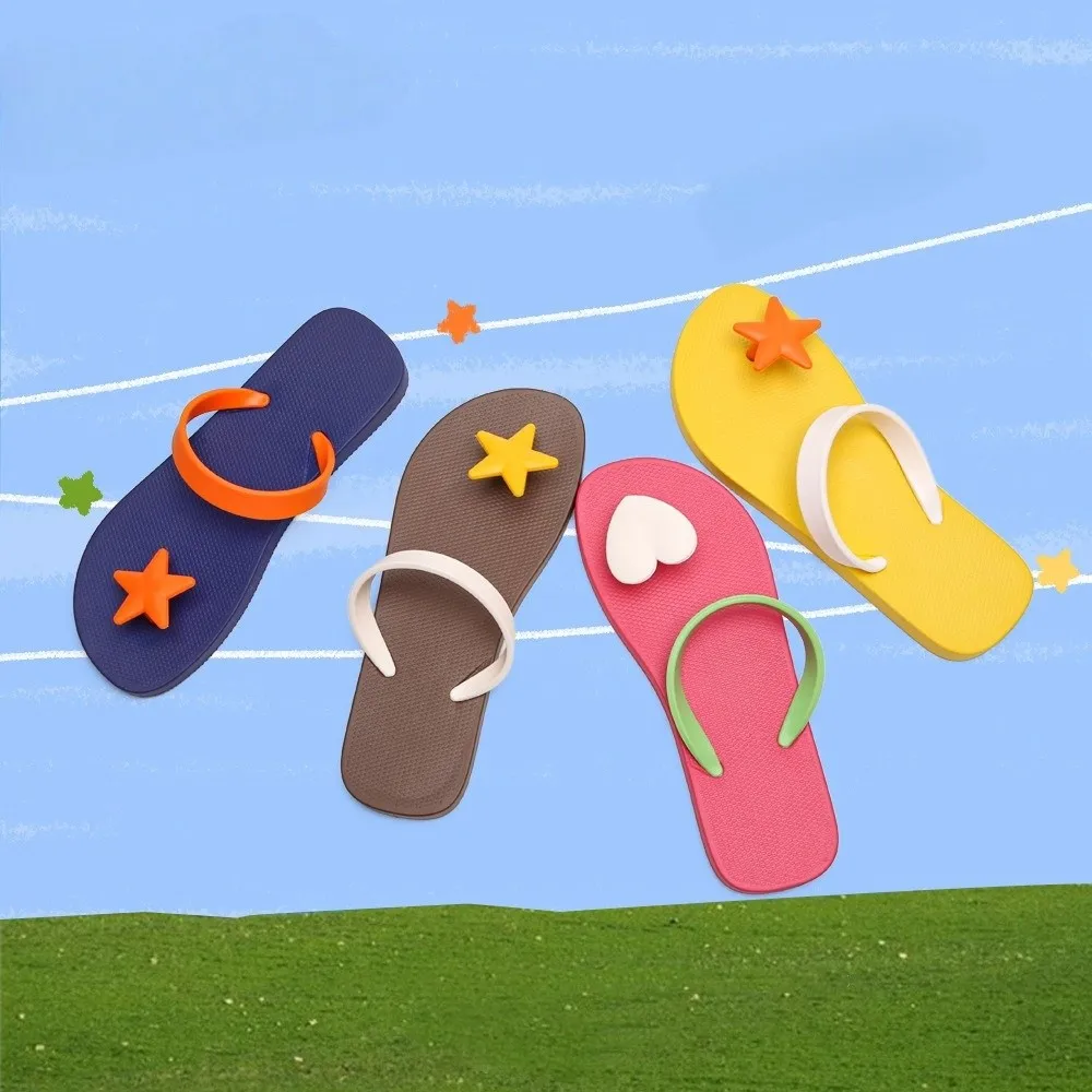 

Casual Holiday Star Heart Flip Flops Non-Slip Waterproof Seaside Sandals Flat Shoes Vacation Beach Slippers Girls