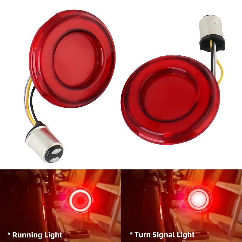 Motorcycle Red 1157 Signal Front Turn Light Bullet Conversion For Harley Touring Electra Glide Sportster XL883 1200 X48 72 Dyna